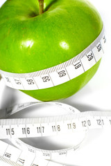 Green apples measured  the meter, sports apples