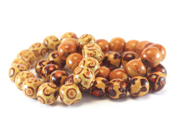 three wooden home made bracelets