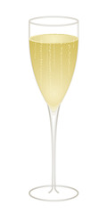 Flute de champagne sur fond blanc