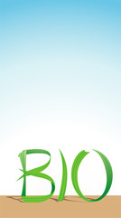 scritta BIO erba e cielo
