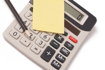 Obraz premium calculator,pencil and blank notepaper