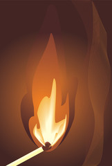 Burning match. Vector