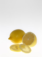 Sliced lemon fruit as food background, not isolated