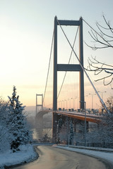 bosphorus bridge in the snow