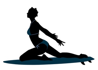 African American Female Surfer Silhouette Illustration