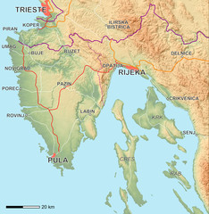 Istrien - Karte mit Relief
