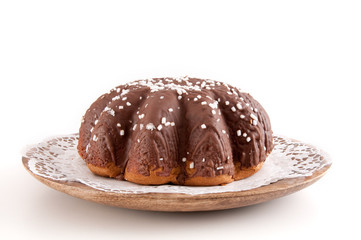 Italienischer Kuchen mit Schokoladenüberzug