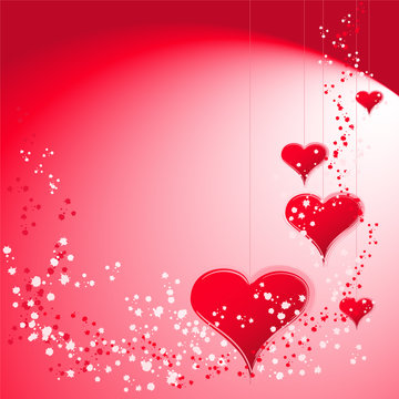 red hearts on red background