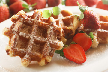 Waffles with Strawberries