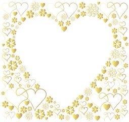 weselna kartka ze złotymi sercami - obrazy, fototapety, plakaty