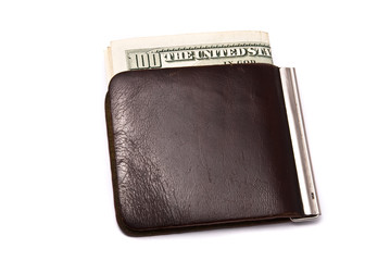 Money in purse on the white background