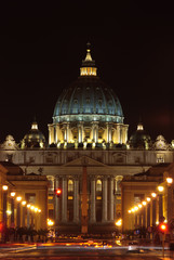 Fototapeta na wymiar Bazylika Świętego Piotra strzał w nocy