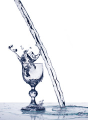 Wine glas on steam of water