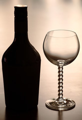 Bottle of wine and glass