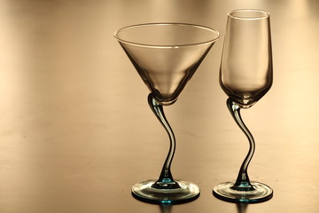 Two lonely glasses in twilight