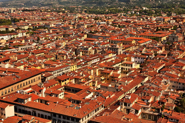 View over old town Florence from cathedral, Italy.