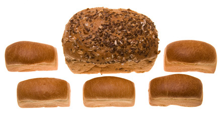 Bread with seeds and five buns