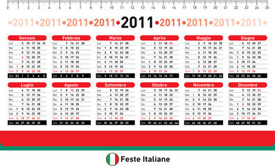 calendario 2011 da tavolo con festività Italiane - obrazy, fototapety, plakaty