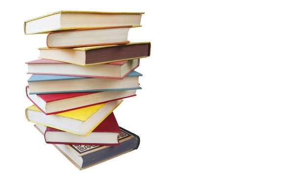 Piile of vintage books, isolated,clipping path