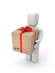 Person and gift box
