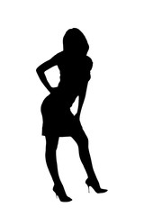 silhouette  women in dress and heel isolated