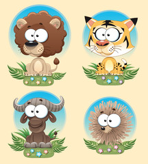 Funny Animal of Africa. Cartoon and vector characters.