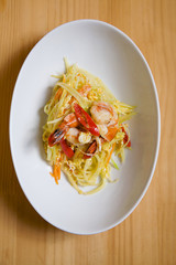 Stir fried papaya and shrimp