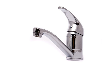 Modern mixer tap isolated on a white background
