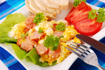 scrambled eggs with sausage © teressa