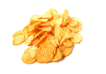 Potato chips isolated on white background