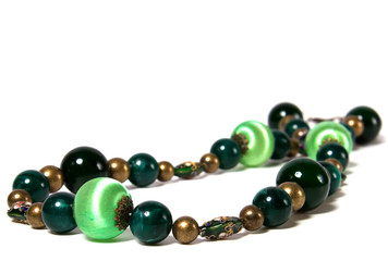 green beads isolated on white background