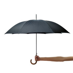 Hand and arm holding black umbrella - 19463899