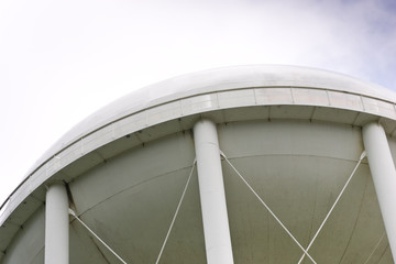 The uderside of a water tower