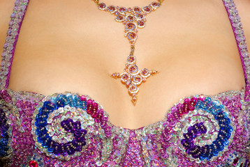 Necklace on a female breast