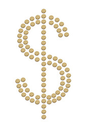 A dollar sign made out of Australian one dollar coins
