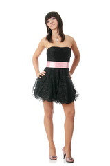 Young elegant woman in black dress
