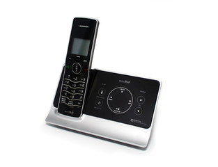 Isolated Black and Silver Cordless Phone