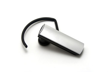 Isolated Black and Silver Bluetooth Headset