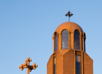 Setting winter sun illuminates Coptic Church