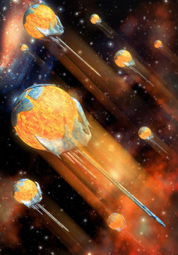 spaceship and nebula