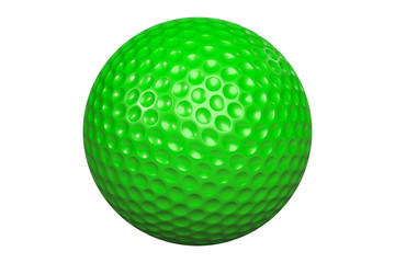 Green golfball isolated on white including clipping path