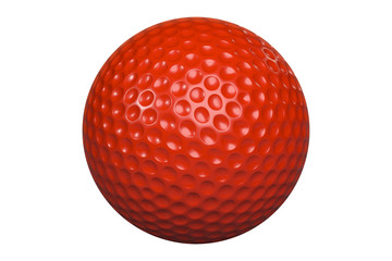 Red golfball isolated on white including clipping path