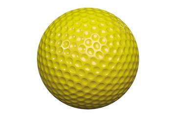 Yellow golfball isolated on white including clipping path