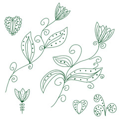 Green floral design elements