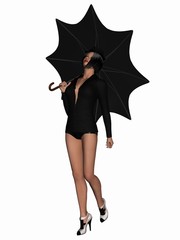 Singing in the Rain - 3D Beauty mit Regenschirm