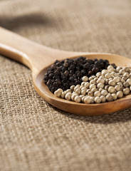 focus grains de poivre blanc noir