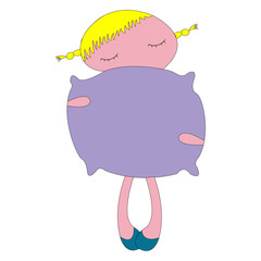 young little girl with her pillow