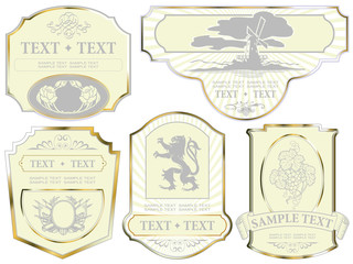 vector set: gold-framed labels on different topics