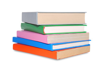 Stack of books isolated over white.