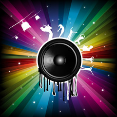 Magic Rainbow Party background with speaker and dancer